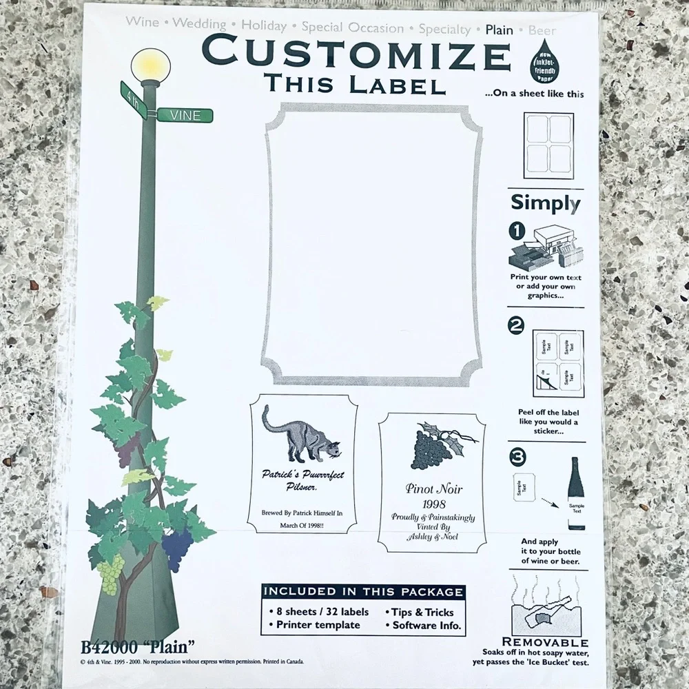 220 Customizable Labels for Beer or Wine Bottles Home-brewing Self Adhesive
